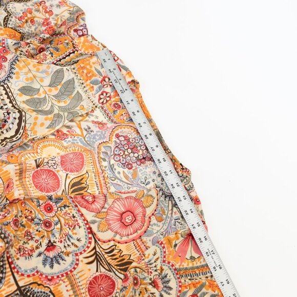 Ale-Hop Wrap Tie Crop Top One Size Flare Brocade Artsy Flowy Silky Floral Hippie - Picture 9 of 9